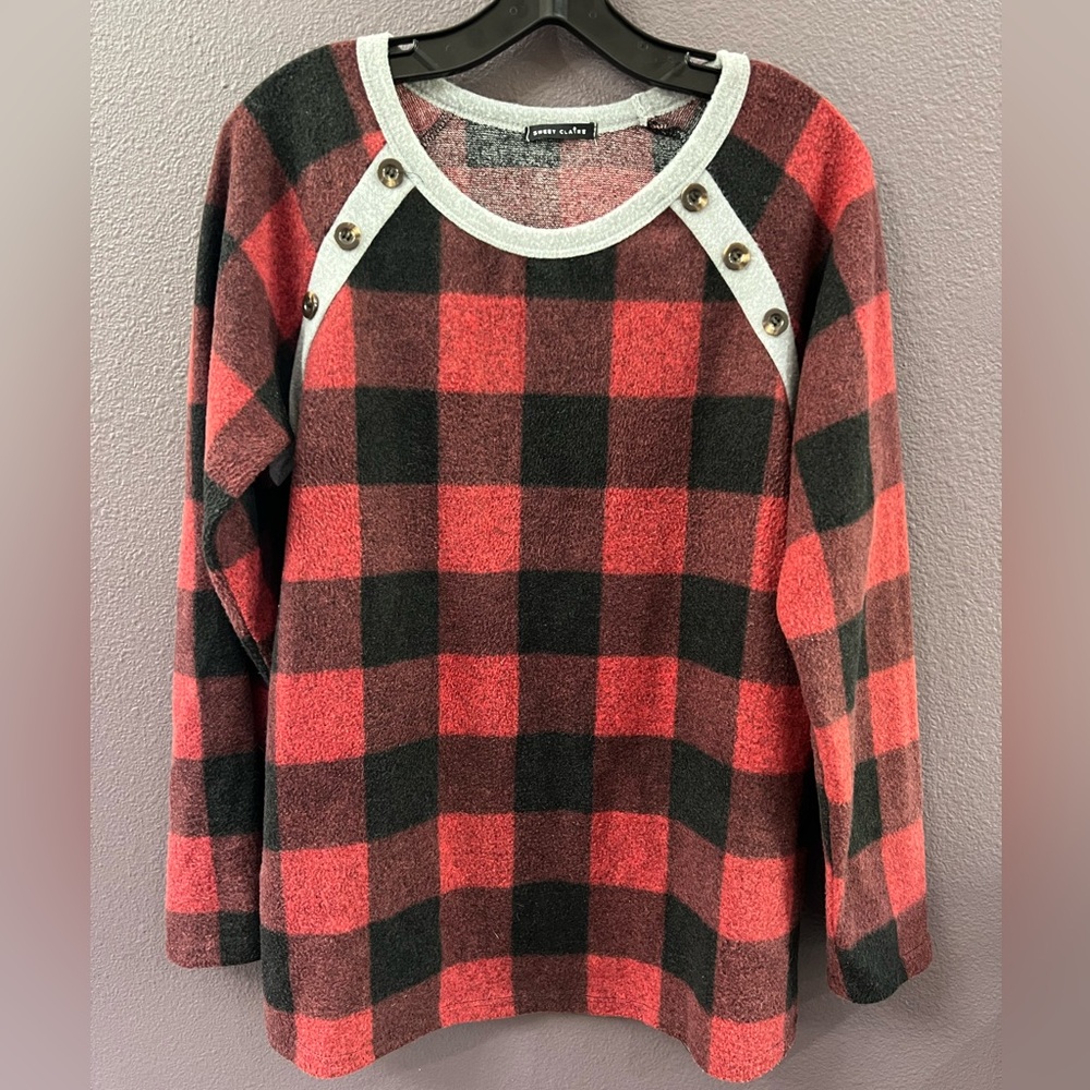 Sweet Claire Buffalo Plaid Top XL
